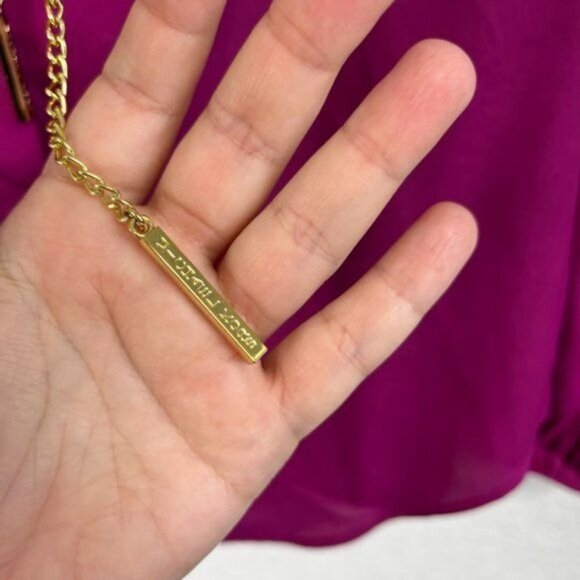 MK Michael Kors Michl Chain Tie Fuchsia Blouse - Picture 2 of 10